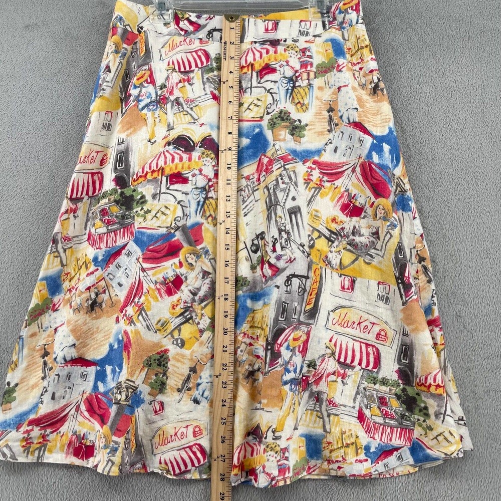 Liz Claiborne Linen Skirt Womens 12 Beige European Vacation Cafe Market Novelty - Picture 10 of 11